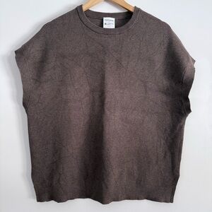 Simons Brown Knit Fabric Sleeveless Shirt